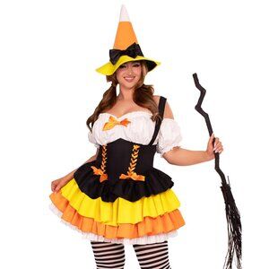 Two Piece Plus Size Candy Corn Witch Costume Set